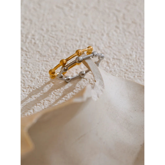 6789# Minimalist 18K PVD Plated Beads Geometric Thin Ring Stainless Steel Gold Silver Color Charm Fashion Finger Jewelry