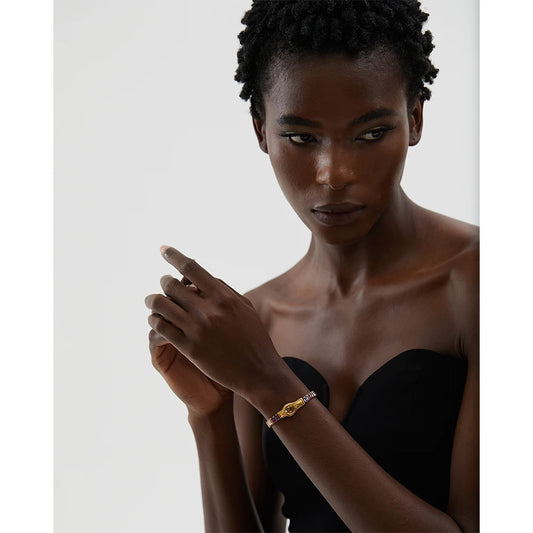 Luxury Colorful Cubic Zirconia Stainless Steel Belt Buckle Bracelet Bangle Bling Stylish Unique Waterproof Fashion Jewelry