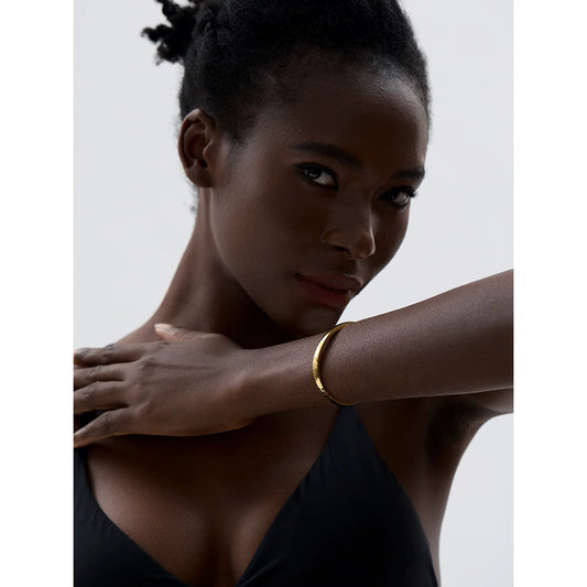 5*60mm High Quality Stainless Steel Round Smooth Bracelet Bangle Minimalist Metal Texture Rust Proof Daily Jewelry Women