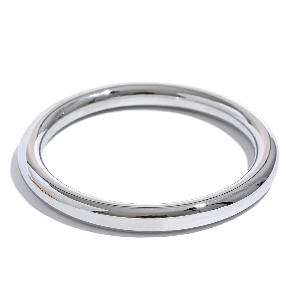 65mm Polished Textured Waterproof Stainless Steel Big Bracelet Bangle Statement Glossy Minimalist Jewelry High Quality