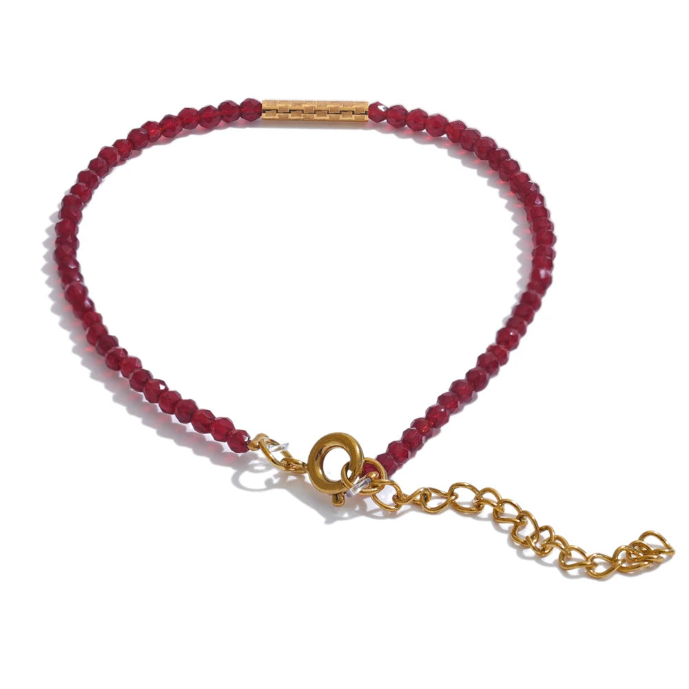Ancora Ankela Red Crystal Thin Bracelet Popular Fashion Exquisite Bracelet Stainless Steel Beads Handmade Jewelry