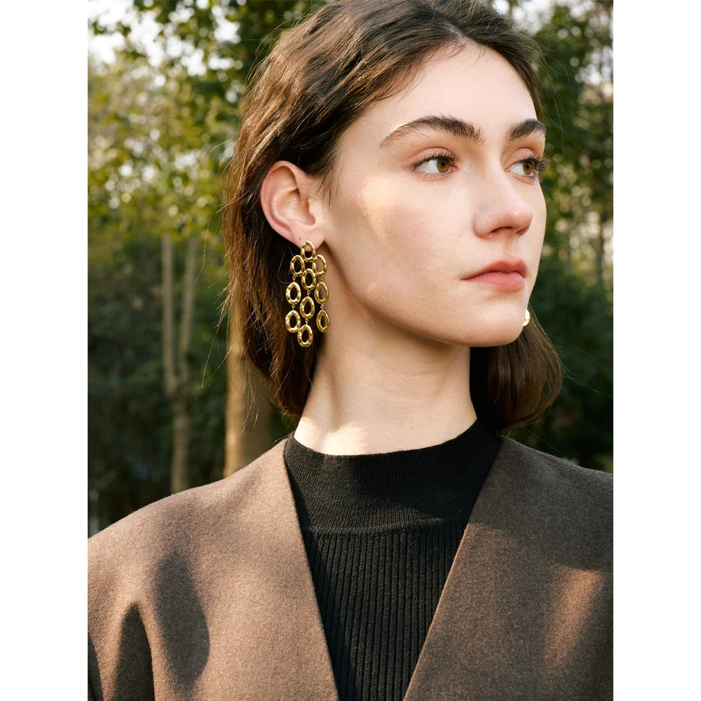 Fashion Exclusive Style Stainless Steel Drop Dangle Statement Earrings PVD Waterproof Plated Personality Jewelry for Women