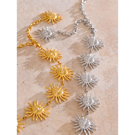 Exclusive Stainless Steel Creative Sun Face Belly Waist Chain Sexy Jewelry 18K PVD Plated Summer Beach Fashion Accessory