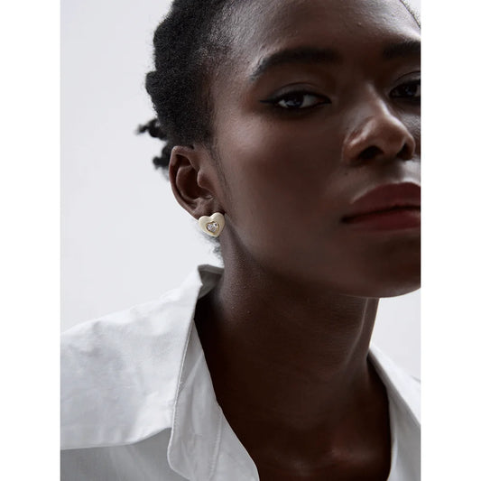 6Color Enamel Shiny Cubic Zirconia Stainless Steel Heart Colorful Stud Earrings Exquisite High Quality Y2K Fashion Jewelry