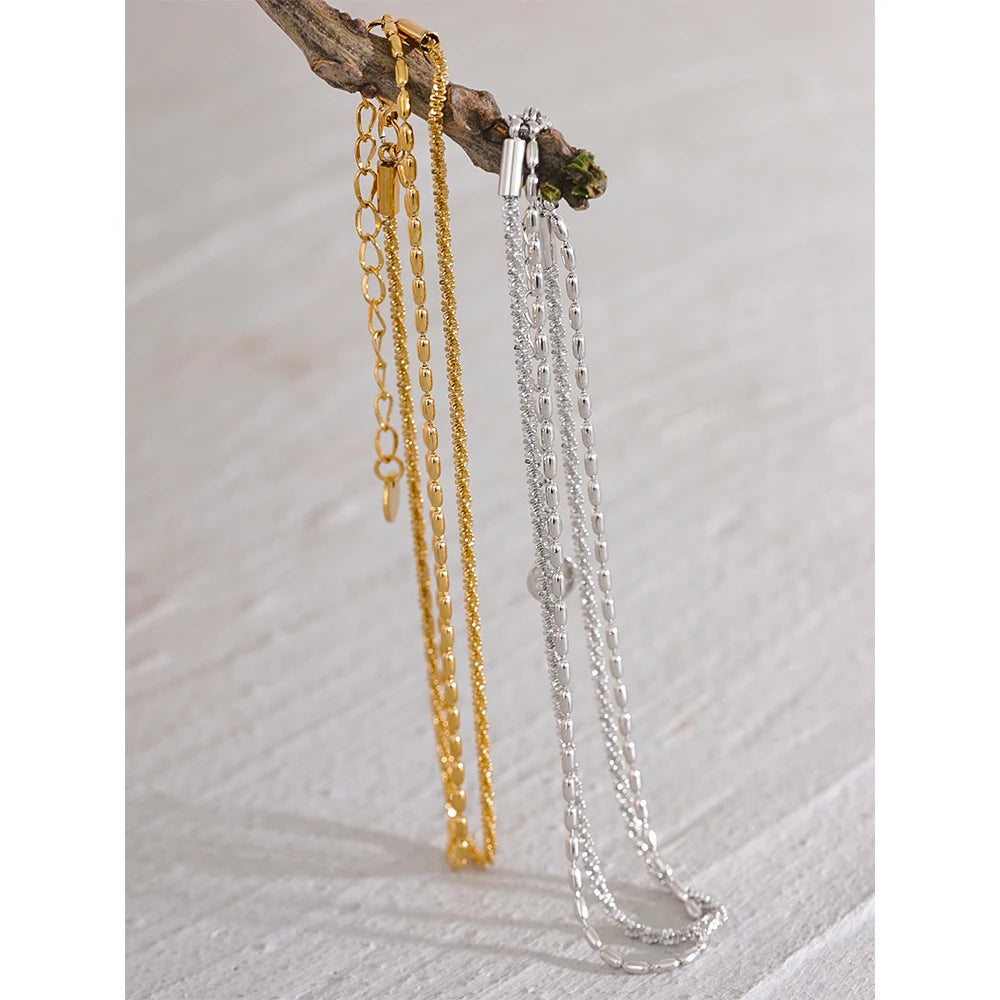 Classic Double Layer Exquisite Chain Stainless Steel Stylish Anklet Women Trendy Summer Charm Gold Silver Color Jewelry