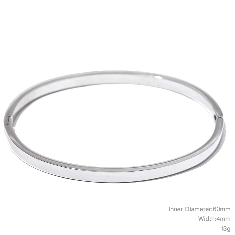 High Quality Stainless Steel Round Wide Bracelet Bangle Fashion Texture Gold Silver Color Waterproof Charm Jewelry Gift