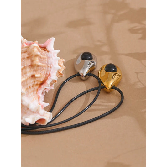 Stainless Steel Water Drop Agate Stone Pendant PU Leather Necklace for Women Statement Fashion Jewelry Accessories New