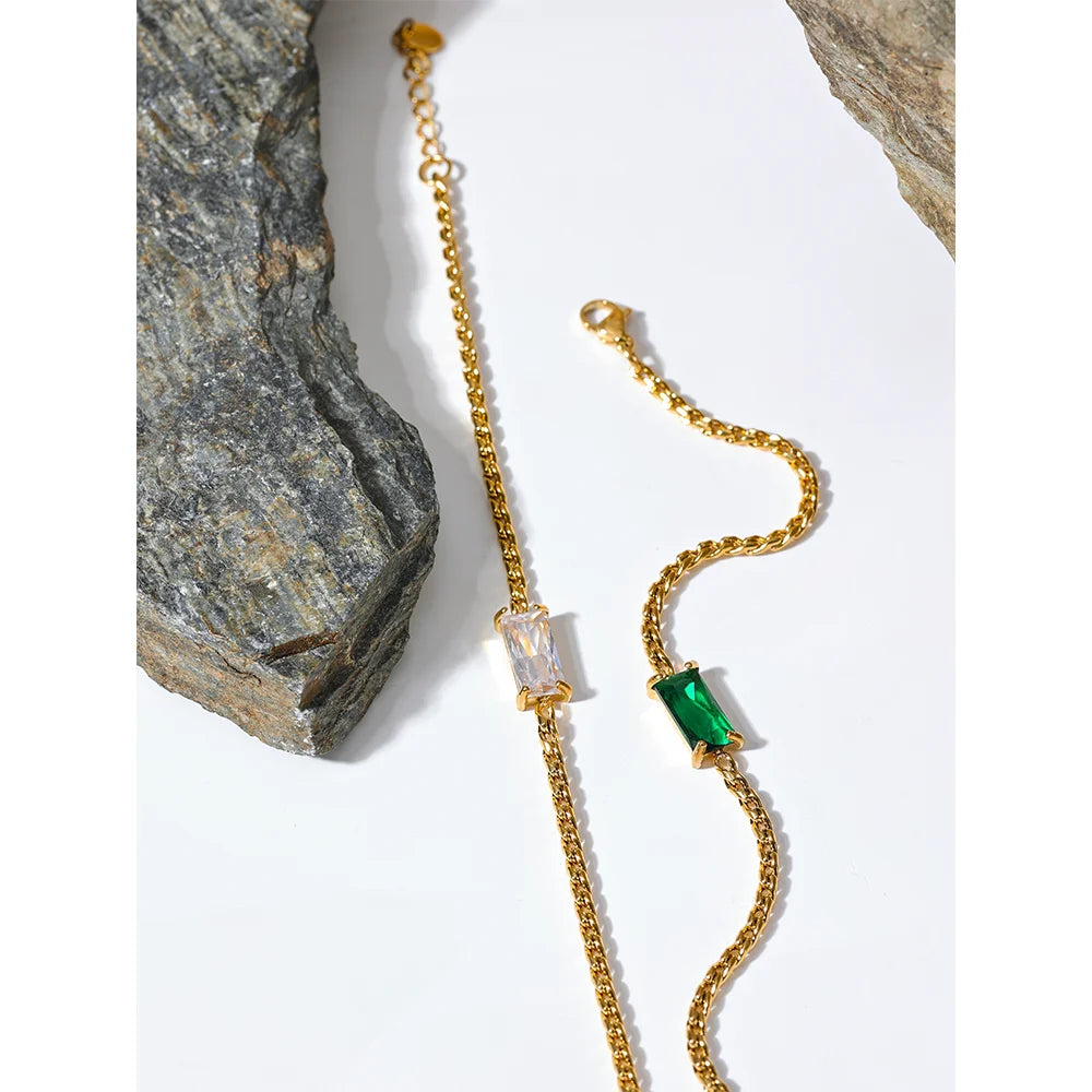 High Quality Chain Cubic Zirconia Stainless Steel 18k Gold Color Bracelet Bangle Women Waterproof Stylish Jewelry Bijoux
