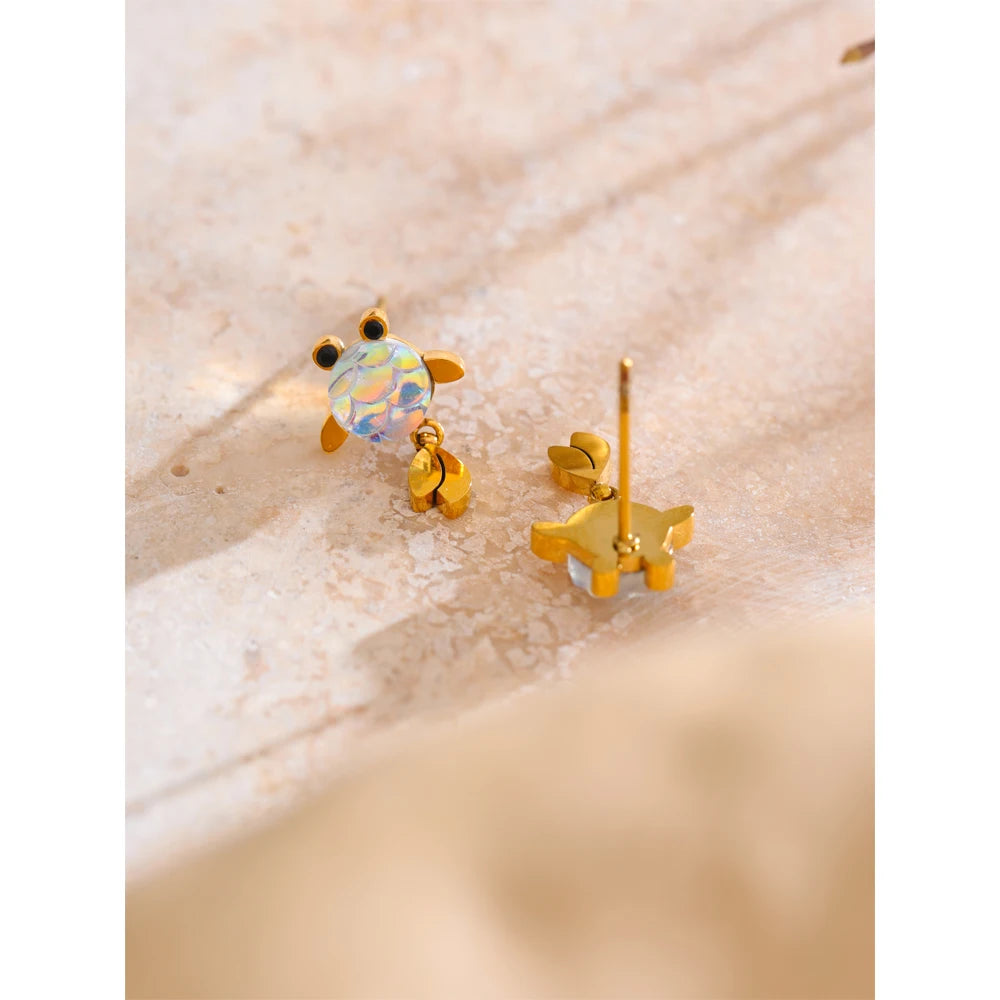 Exquisite Colorful Resin Lucky Goldfish Dangle Earrings for Women Stainless Steel Aesthetic Daily Jewelry Prevent Allergy