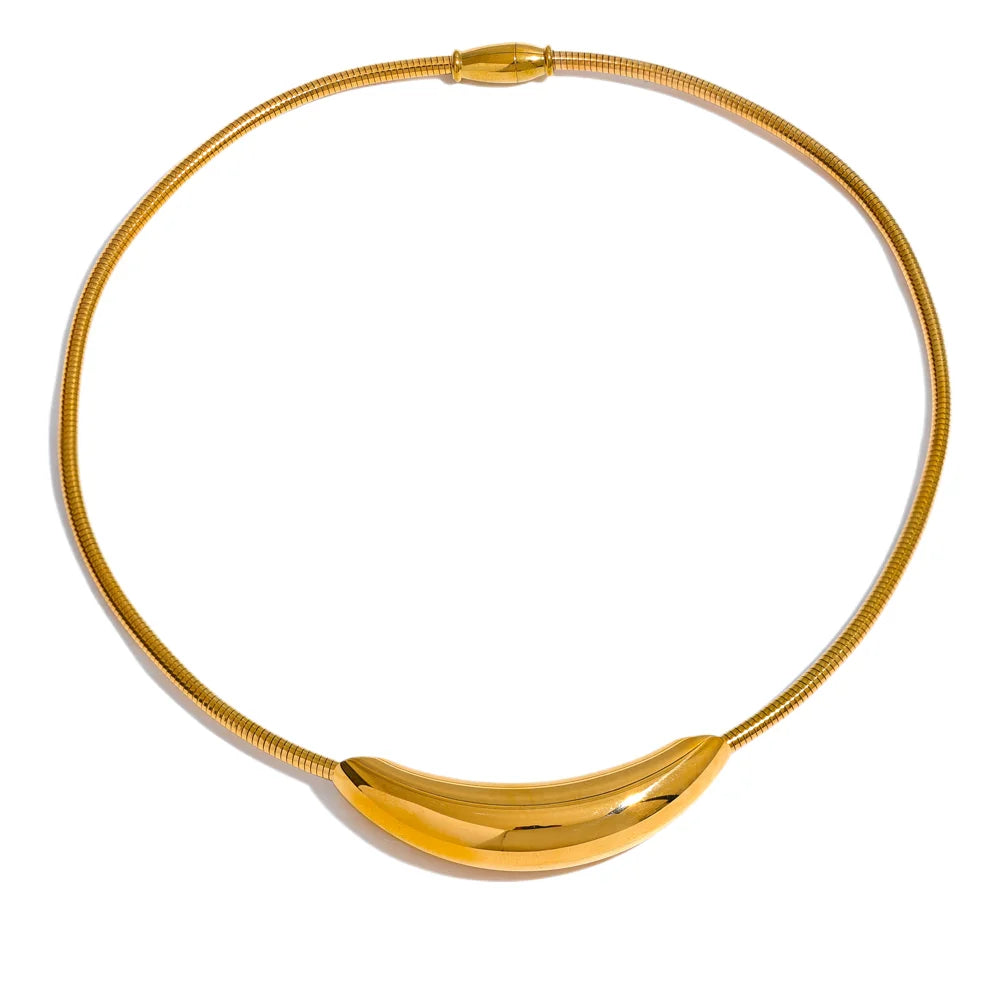 Waterproof Stainless Steel Popular Choker Light Necklace Women Statement Metal 18K Gold Plated Trendy Fashion Jewelry