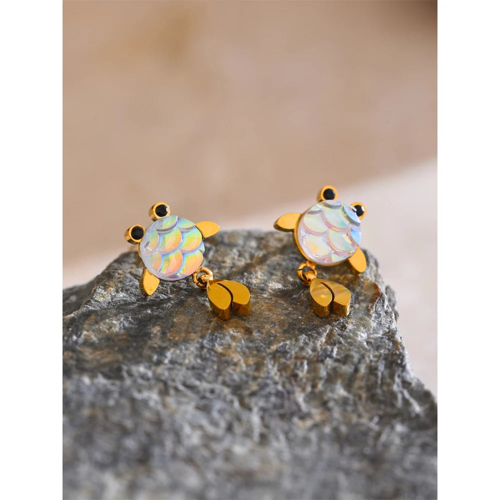 Exquisite Colorful Resin Lucky Goldfish Dangle Earrings for Women Stainless Steel Aesthetic Daily Jewelry Prevent Allergy