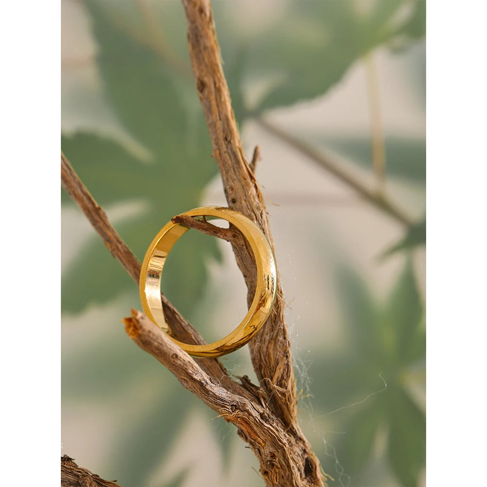 6789# Daily Classic Fashion Stainless Steel Smooth Glossy Ring 18k Gold Plated Hypoallergenic Jewelry High Quality Plated