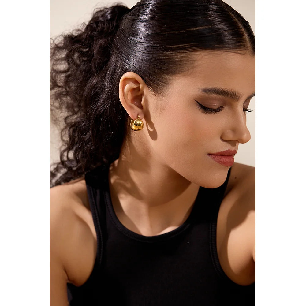 Charm Stainless Steel Chunky Geometric Unusual Earrings Personalized Metal Rust Proof 18K Gold Color Jewelry Bijoux Femme