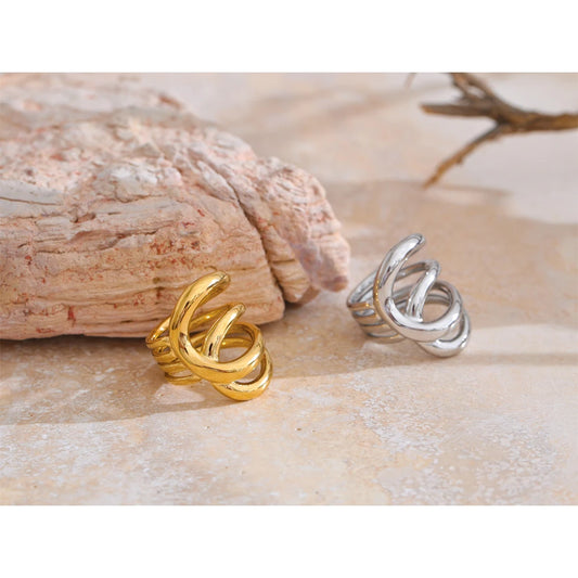 6789# Stylish Unique Design Stainless Steel Metal Geometric Unusual Ring Statement Daily Exquisite Jewelry Gift