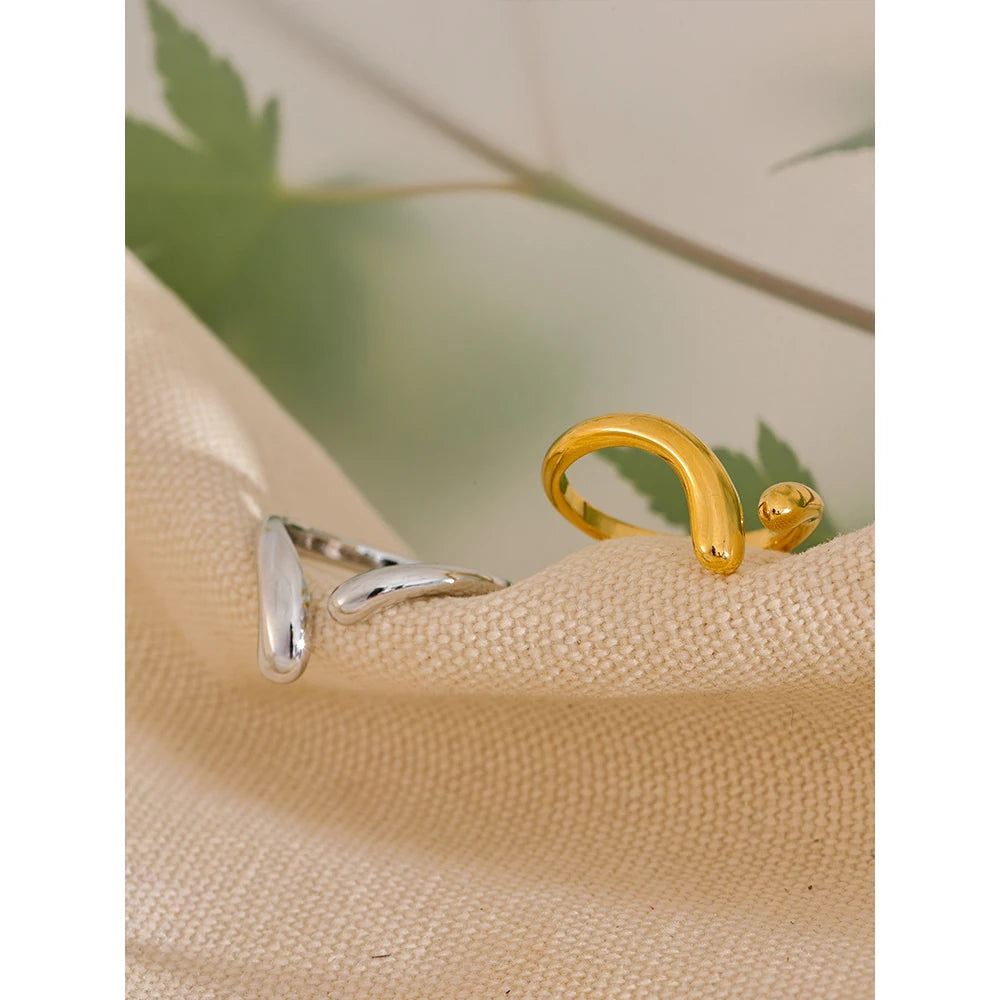 Minimalist New Style Stainless Steel Open Chic Adjustable Ring Fashion Thin Finger Korean High Quality Jewelry 18K Golden