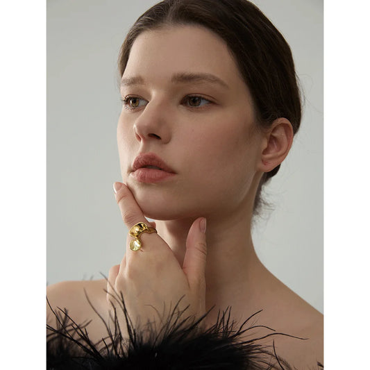 Stylish Unique Stainless Steel Irregular Geometric Ring Personalized Smooth Metal Rust Proof Finger Jewelry Accessories