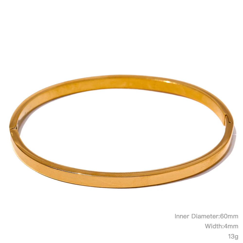 High Quality Stainless Steel Round Wide Bracelet Bangle Fashion Texture Gold Silver Color Waterproof Charm Jewelry Gift