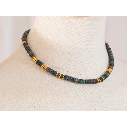 Colorful Natural Stone Beads Handmade Chain Y2K Fashion Necklace for Women Stainless Steel Waterproof Collar Jewelry Gift
