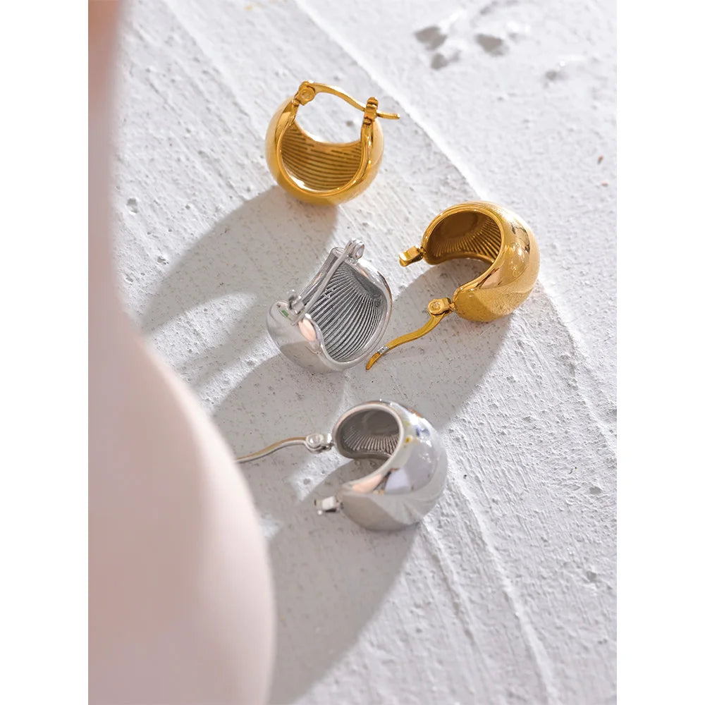 Charm Stainless Steel Chunky Geometric Unusual Earrings Personalized Metal Rust Proof 18K Gold Color Jewelry Bijoux Femme