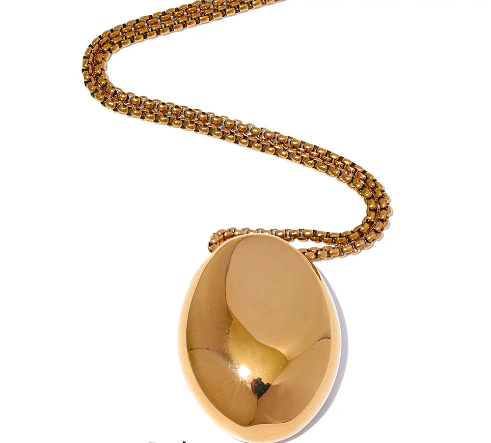70cm Minimalist Long Unisex Sweater Chain Jewelry 316l Stainless Steel Oval Pendant Necklace for Men Women Waterproof