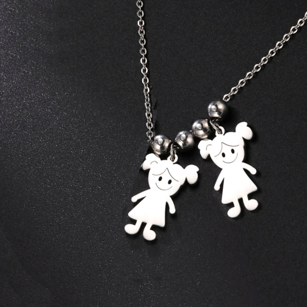 Personalized Boy Girl Necklace Custom Chain Name Mother Father Day Kid Family Gift For Women Men Stainless Steel Pendant Jewelry