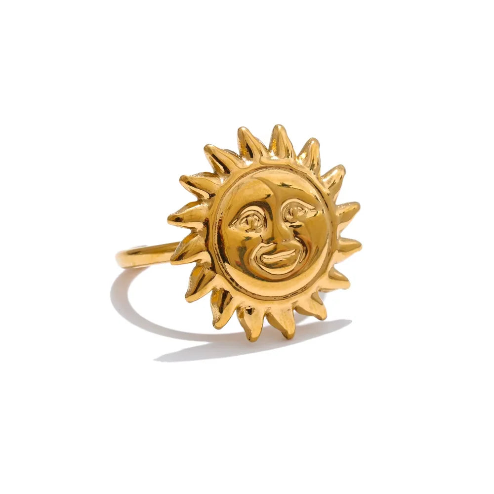 Hot Style 18K Gold Color PVD Sun Face Pendant Necklace Waterproof Stainless Steel Arrivals Popular Jewelry Wholesale