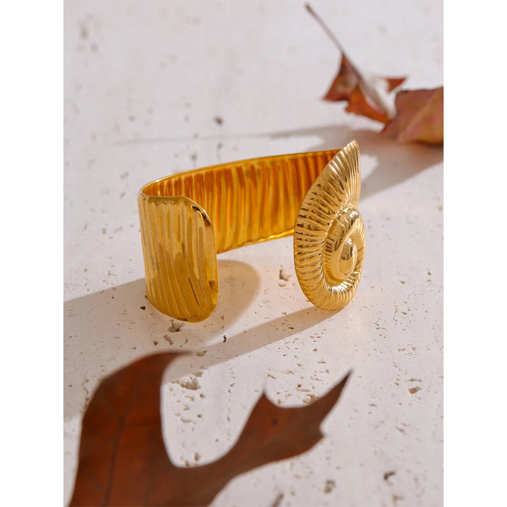 Ocean Series Big OPen Bracelet Bangle 18k Gold PVD Plated Waterproof Fashion Statement Jewelry for Women Holiday Accessory