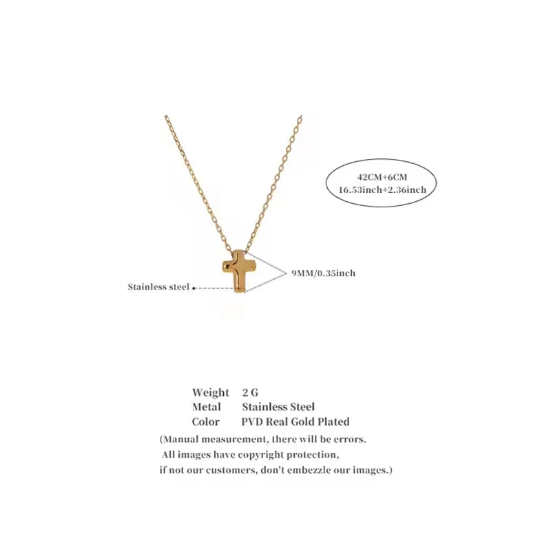 Small Waterproof Stainless Steel Chic Cross Casting Charm Pendant Necklace Unique Classic Fashion Jewelry Bijoux Femme