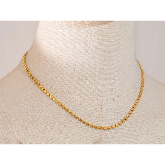 Exquisite Stainless Steel Bright Square Chain Collar Necklace New Style 18K Real Gold Plated Daily Fashion Jewelry