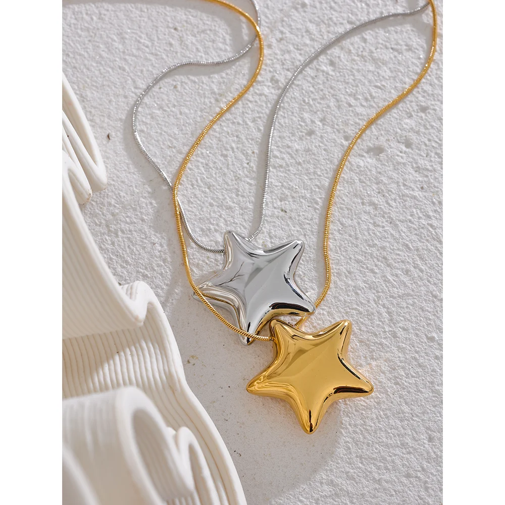 316l Stainless Steel Star Pendant Necklace Waterproof 18K PVD Plated Metal Fashion Jewelry Attractive Women Accessories