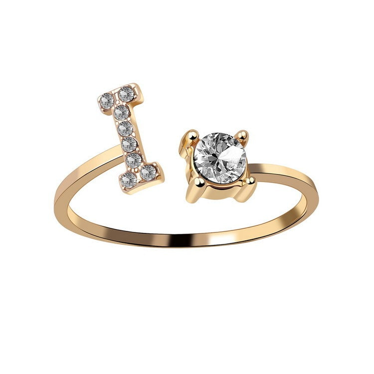 New Design Adjustable 26 Initial Letter Ring Fashion Jewelry