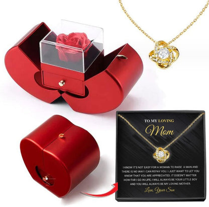 Fashion Jewelry Box Red Apple Christmas Gift Necklace Eternal Rose