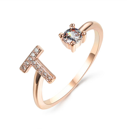 New Design Adjustable 26 Initial Letter Ring Fashion Jewelry