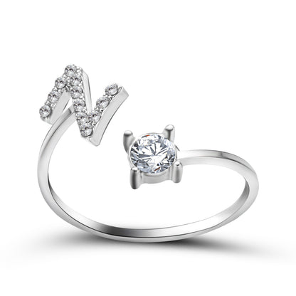New Design Adjustable 26 Initial Letter Ring Fashion Jewelry