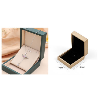 Moving Cupid Heart Angel Wings Tassel Necklace With Crystal Clavicle Chain Women Jewelry Gift