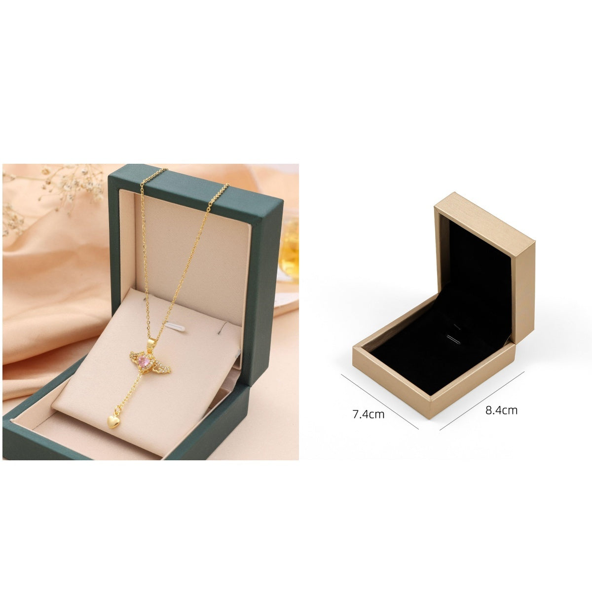 Moving Cupid Heart Angel Wings Tassel Necklace With Crystal Clavicle Chain Women Jewelry Gift