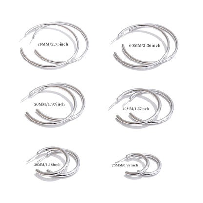 Minimalist C-Shape Round Daily Hoop Earrings Stainless Steel Versatile Popular PVD Waterproof Jewelry