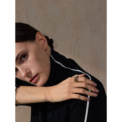 678# Distinctive Stainless Steel Metal Four Finger Stacking Ring Waterproof Charm Trendy Unusual Jewelry Accessories