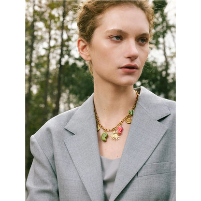 Ocean Style Ceramic Conch Fish Butterfly Sun Drop Y2K Handmade Necklace Women Stainless Steel Statement Trending Jewelry