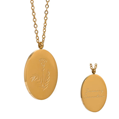 316 Stainless Steel 12 Month Birth Flower Floral Pendant Necklace Mother Sister Giff PVD Collar Golden Necklace Waterproof