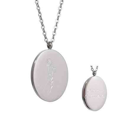 316 Stainless Steel 12 Month Birth Flower Floral Pendant Necklace Mother Sister Giff PVD Collar Golden Necklace Waterproof