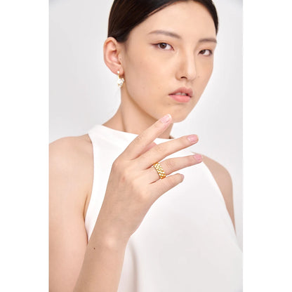 Stainless Steel Women Ring Fashion Jewelry Simple Chic Golden Metal Texture Finger кольцо женское Waterproof Party Gift