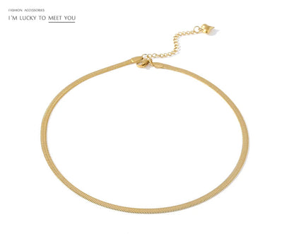 Charm New Geometric Snake Chain Necklace Trendy Stainless Steel Jewelry Golden Metal Texture брелок Women Waterproof Gift