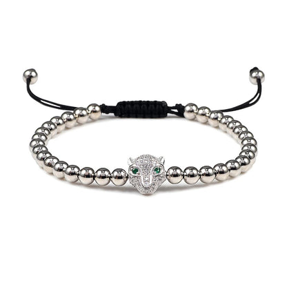 Charm Skull Head Copper Beads Bracelets Handmade Pave CZ Skeleton Crystal Adjustable Bracelet Punk Wrist Jewelry for Women Men