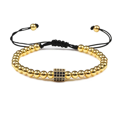 Charm Skull Head Copper Beads Bracelets Handmade Pave CZ Skeleton Crystal Adjustable Bracelet Punk Wrist Jewelry for Women Men