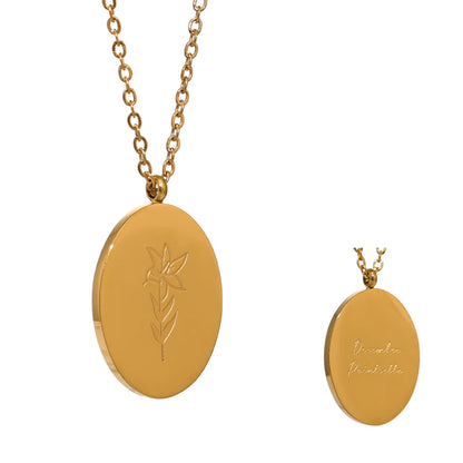 316 Stainless Steel 12 Month Birth Flower Floral Pendant Necklace Mother Sister Giff PVD Collar Golden Necklace Waterproof