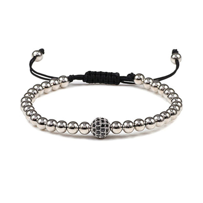Charm Skull Head Copper Beads Bracelets Handmade Pave CZ Skeleton Crystal Adjustable Bracelet Punk Wrist Jewelry for Women Men