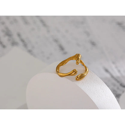 316L Stainless Steel Ring New Design Metalic 18 K PVD Plated Jewelry Trendy Opening Ring бижутерия для женщин Gift