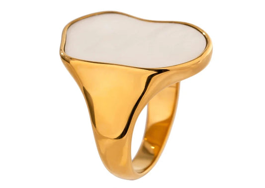 Occident Irregular Natural Shell Vintage Rings for Women Stainless Steel Temperament Exaggeration Metal Ring Jewelry Gift