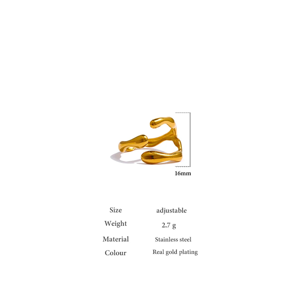 316L Stainless Steel Ring New Design Metalic 18 K PVD Plated Jewelry Trendy Opening Ring бижутерия для женщин Gift